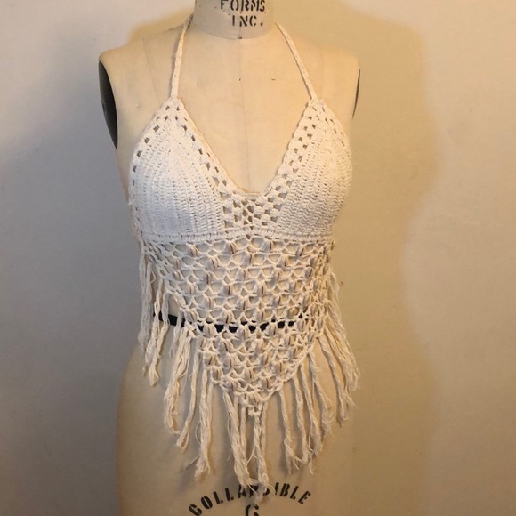Boho Macrame Top with Shells and Fringe - Picture 2 of 5